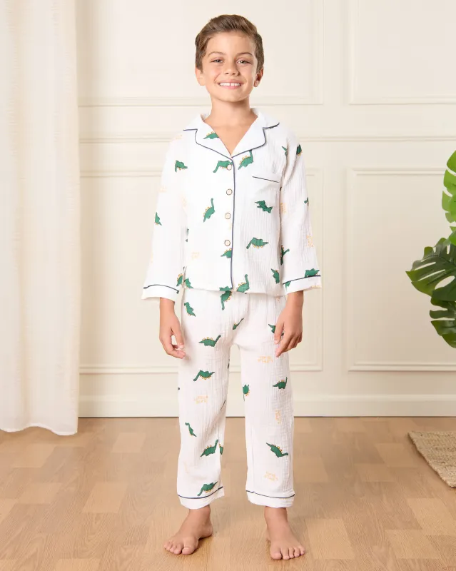 Boys White Printed Pyjama Set sold by Redtag