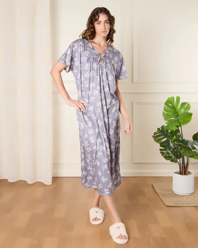 Women Purple Printed Nightgown sold by Redtag