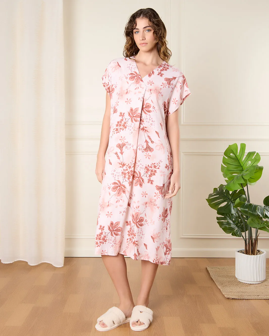 Women White Printed Nightgown sold by Redtag