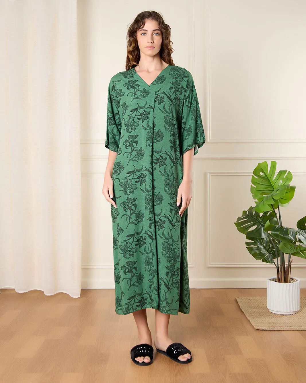 Women Green Printed Nightgown sold by Redtag