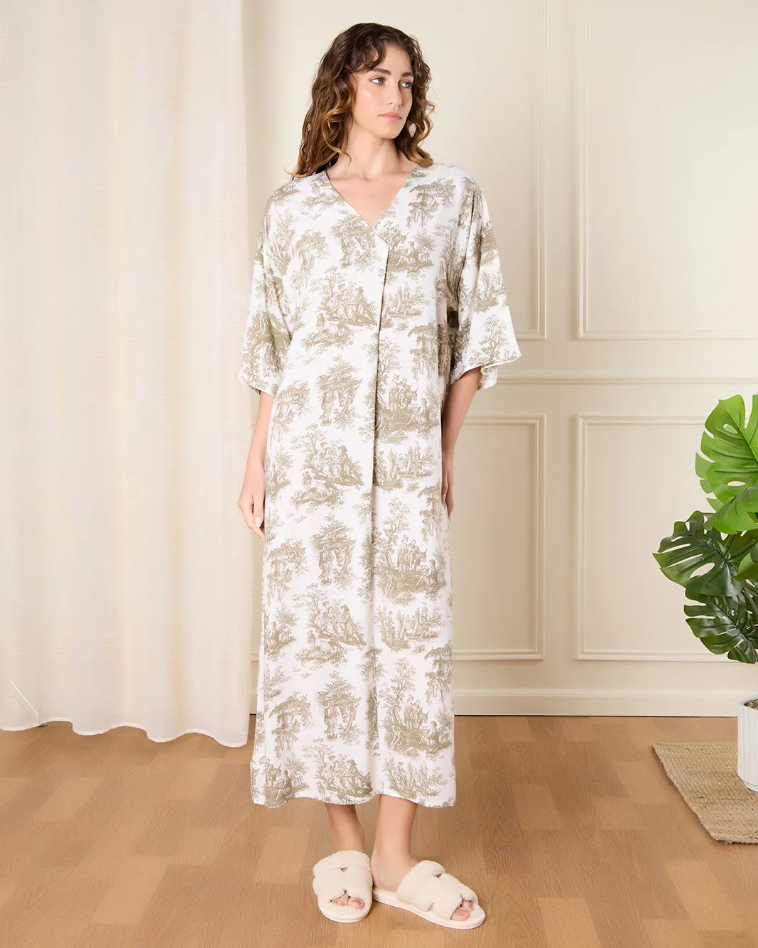 Women White Printed Nightgown sold by Redtag