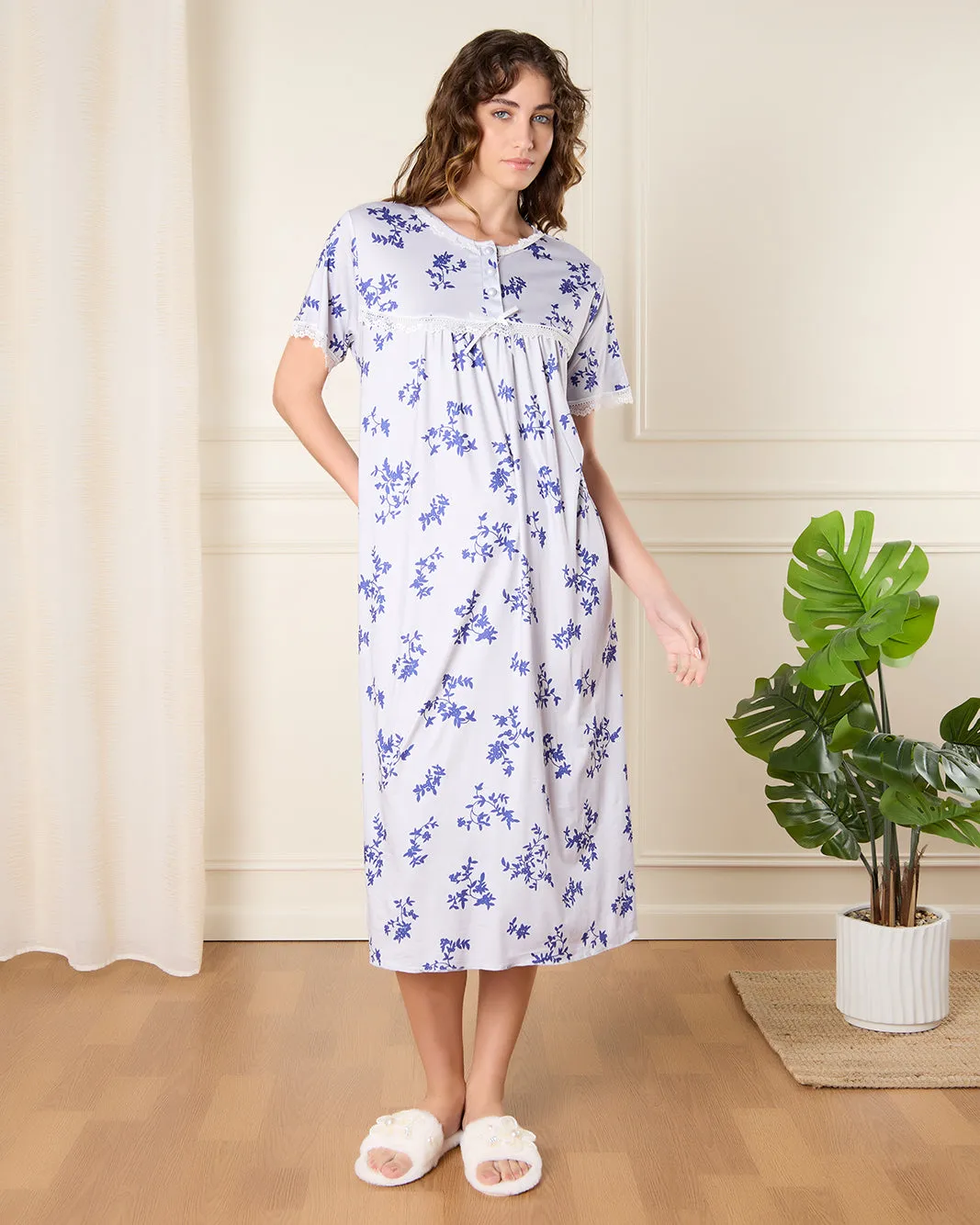 Women Purple Printed Nightgown sold by Redtag product image thumbnail 4