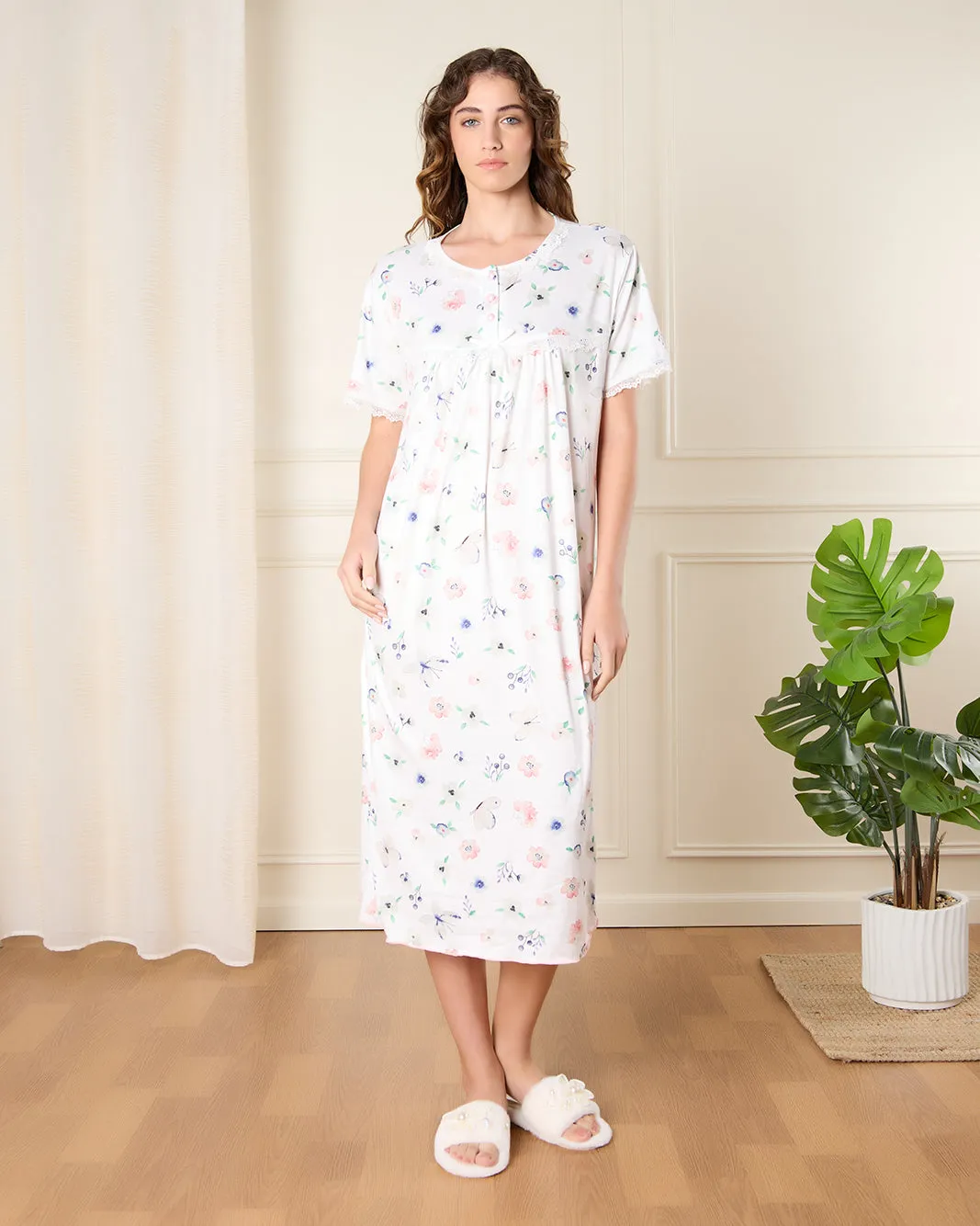 Women White Printed Nightgown sold by Redtag product image thumbnail 4