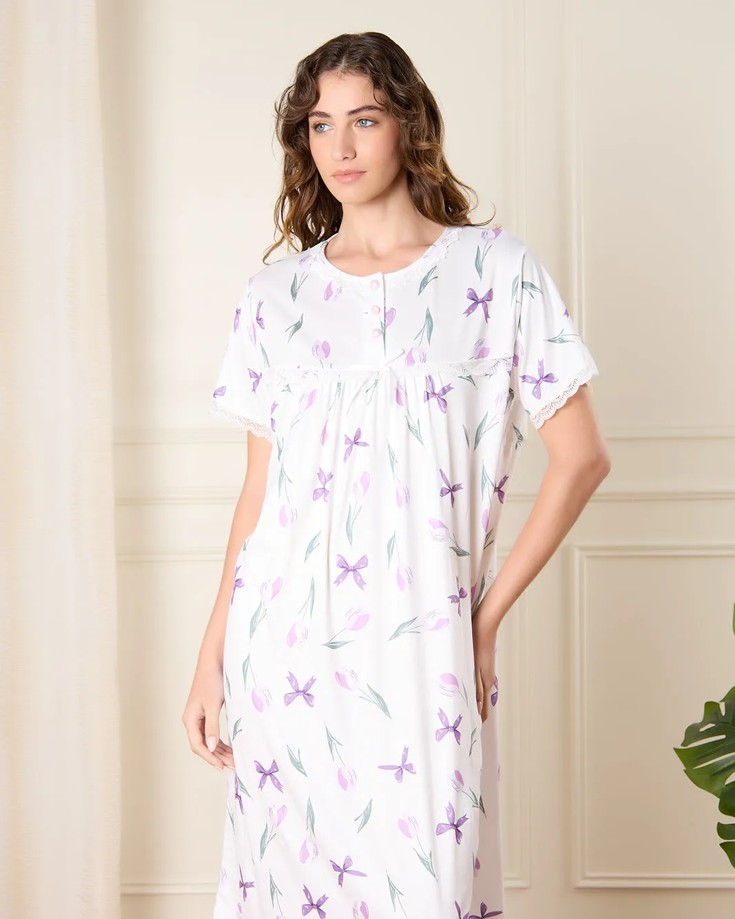 Women White Printed Nightgown sold by Redtag product image thumbnail 2