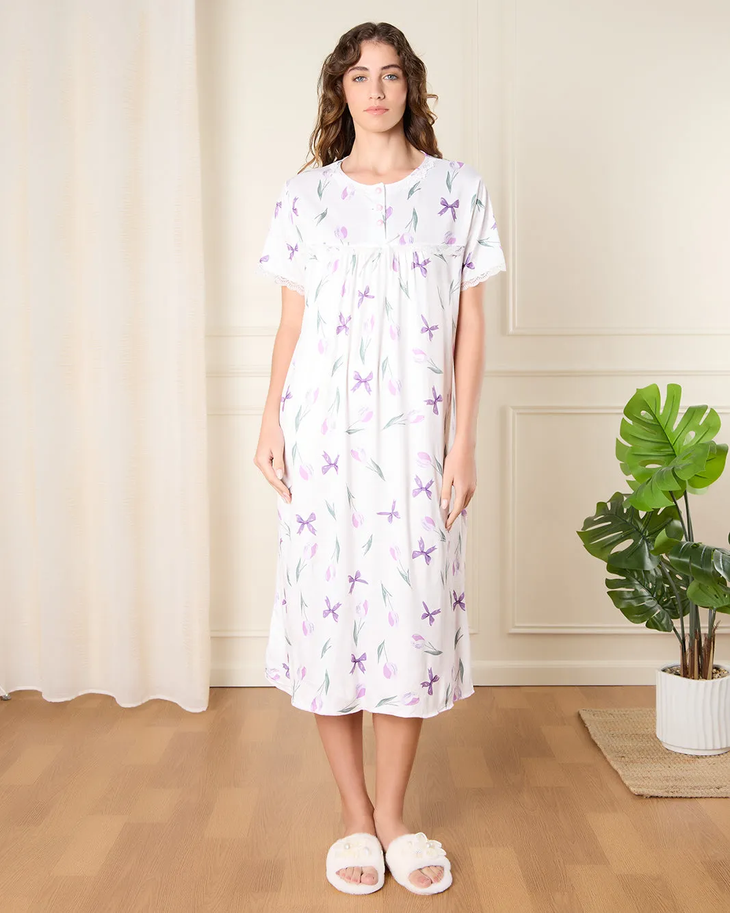 Women White Printed Nightgown sold by Redtag product image thumbnail 4