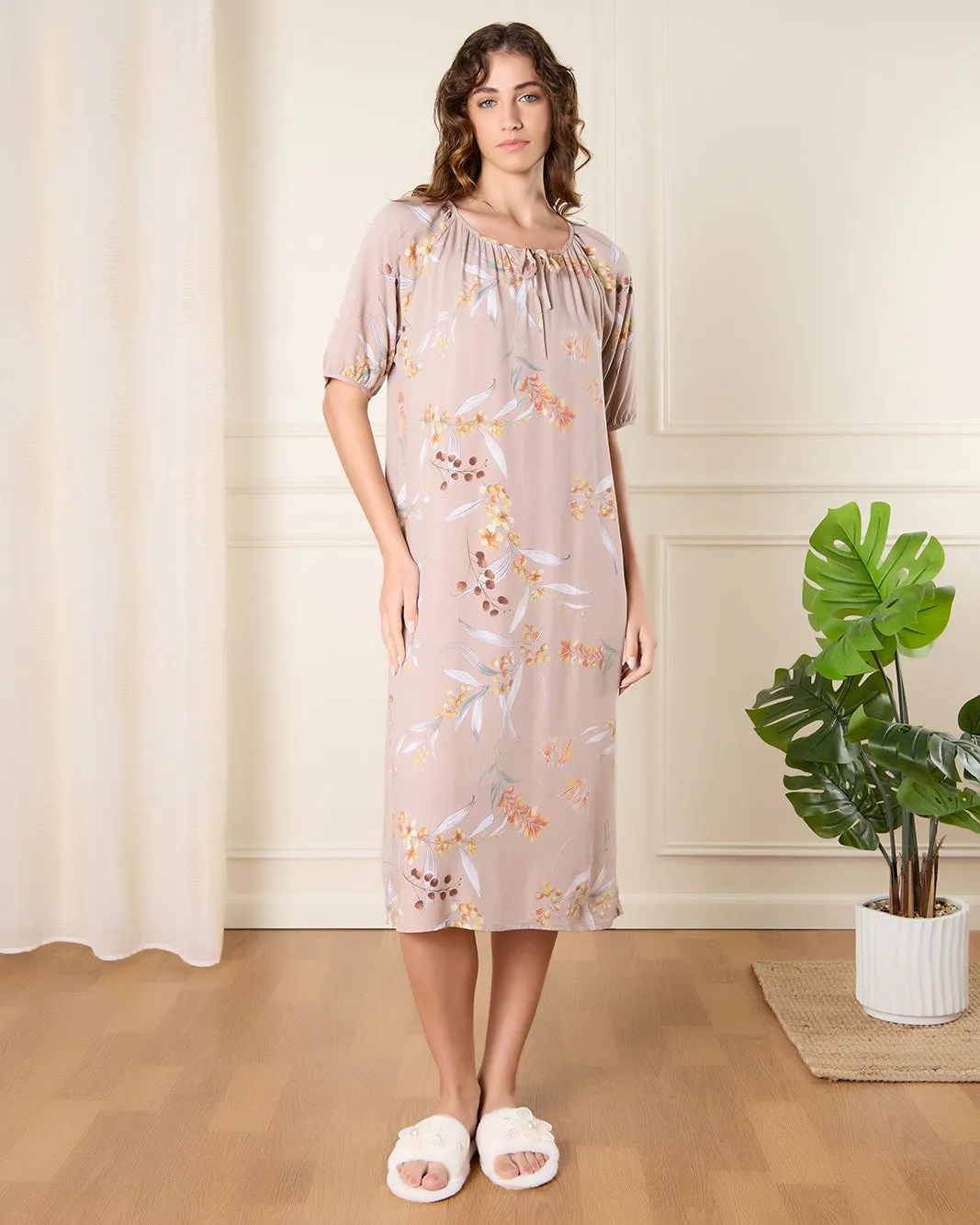Women Beige Printed Nightgown sold by Redtag product image thumbnail 4