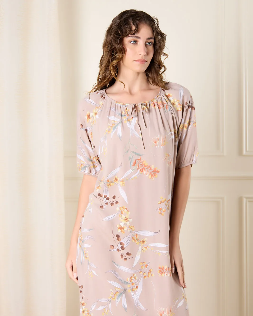 Women Beige Printed Nightgown sold by Redtag product image thumbnail 2