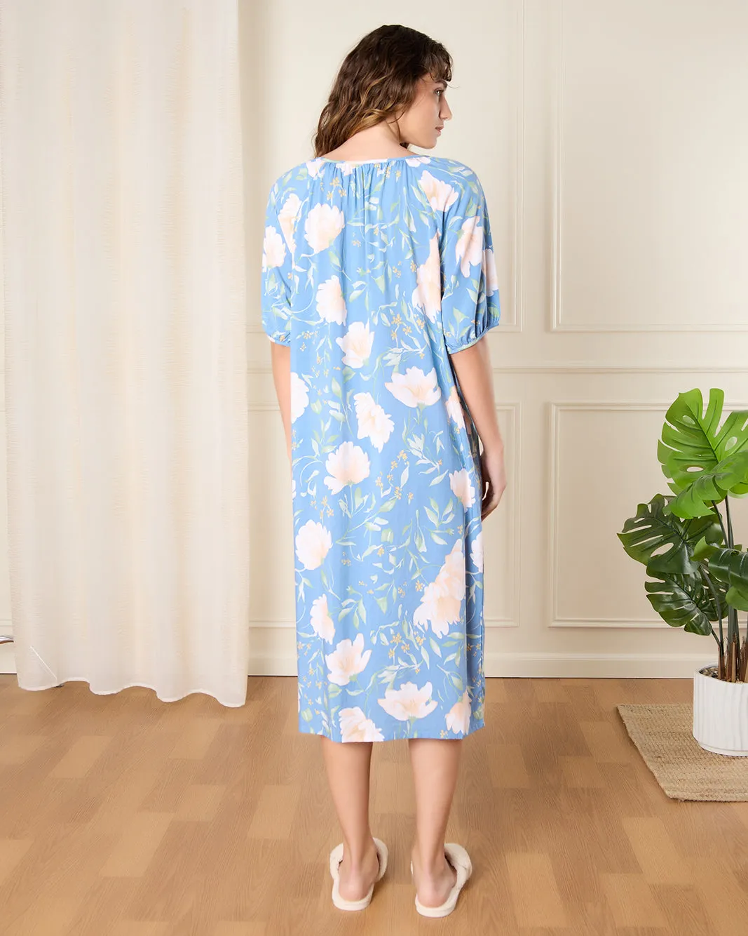 Women Blue Printed Nightgown sold by Redtag product image thumbnail 3