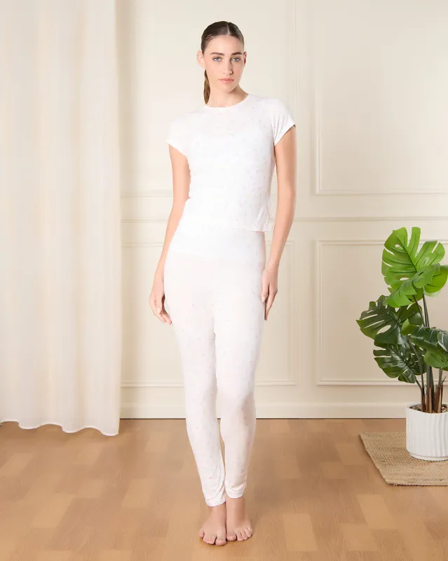 Women White Floral Print Pyjama Set (2 Piece) sold by Redtag