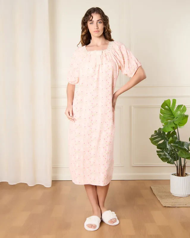 Women Pink Floral Print Nightgown sold by Redtag