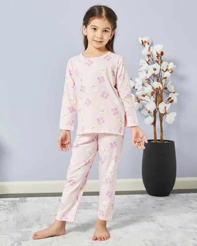 Girls Pink Printed Pyjama Set (2 Piece) sold by Redtag