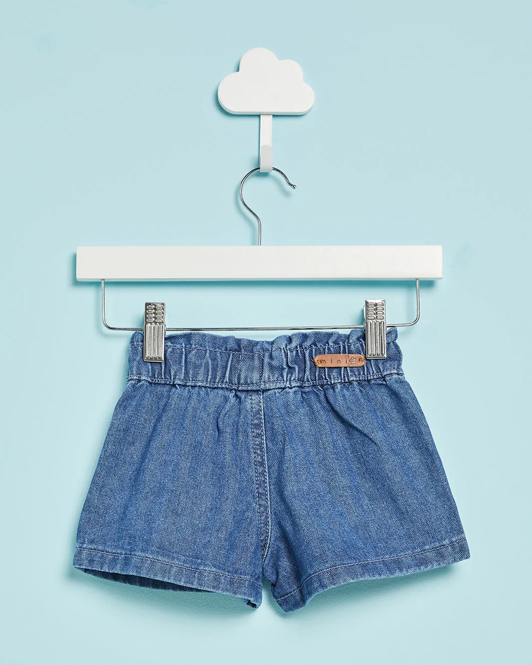 Infant Girls Blue Denim Pull On Shorts With Patch Pocket sold by Redtag product image thumbnail 4