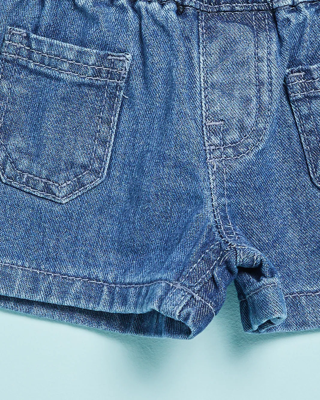 Infant Girls Blue Denim Pull On Shorts With Patch Pocket sold by Redtag product image thumbnail 3