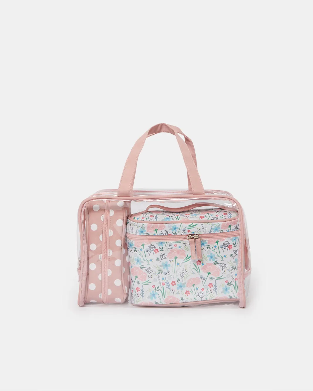 Pink Cosmetic Pouch Set (3 Piece) sold by Redtag