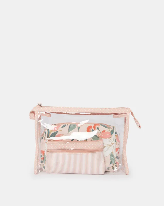 Pink Cosmetic Pouch  Set (3 Piece) sold by Redtag