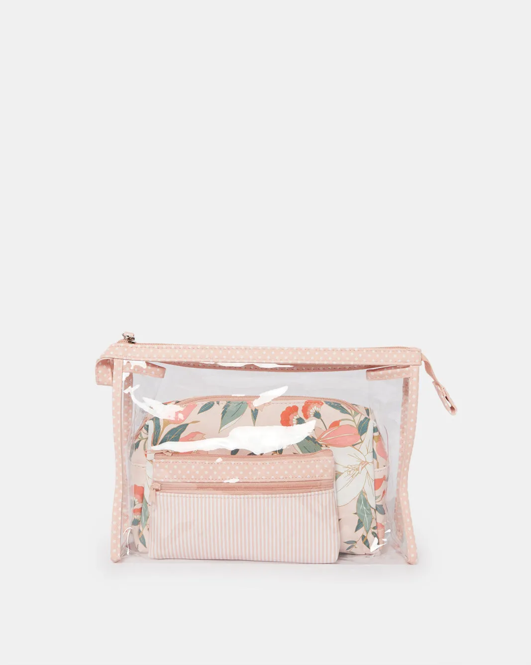 Pink Cosmetic Pouch Set (3 Piece) sold by Redtag