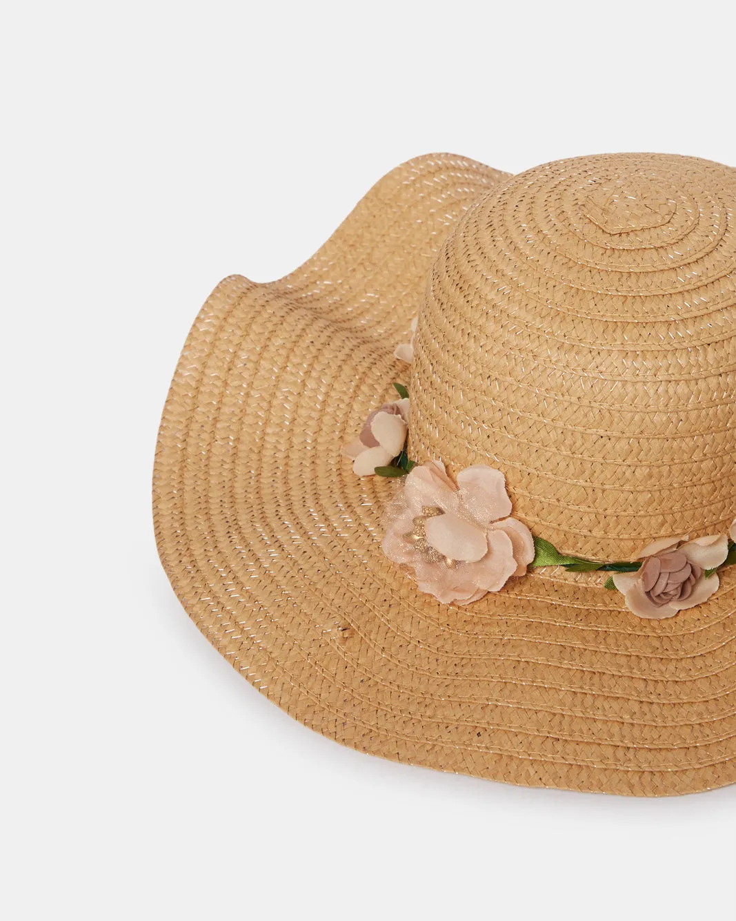 Women Beige Embellished Hat With Flower sold by Redtag product image thumbnail 3