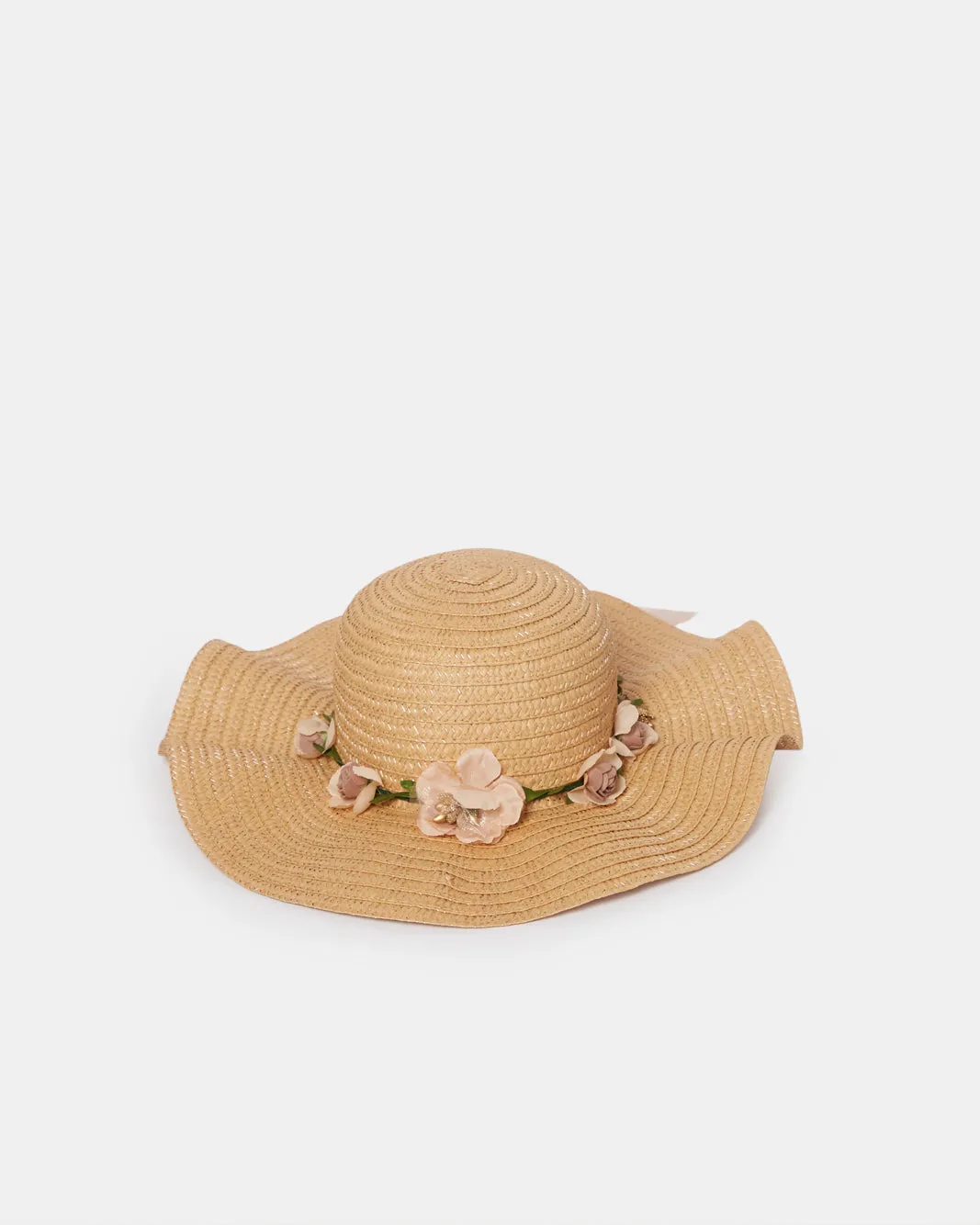 Women Beige Embellished Hat With Flower sold by Redtag