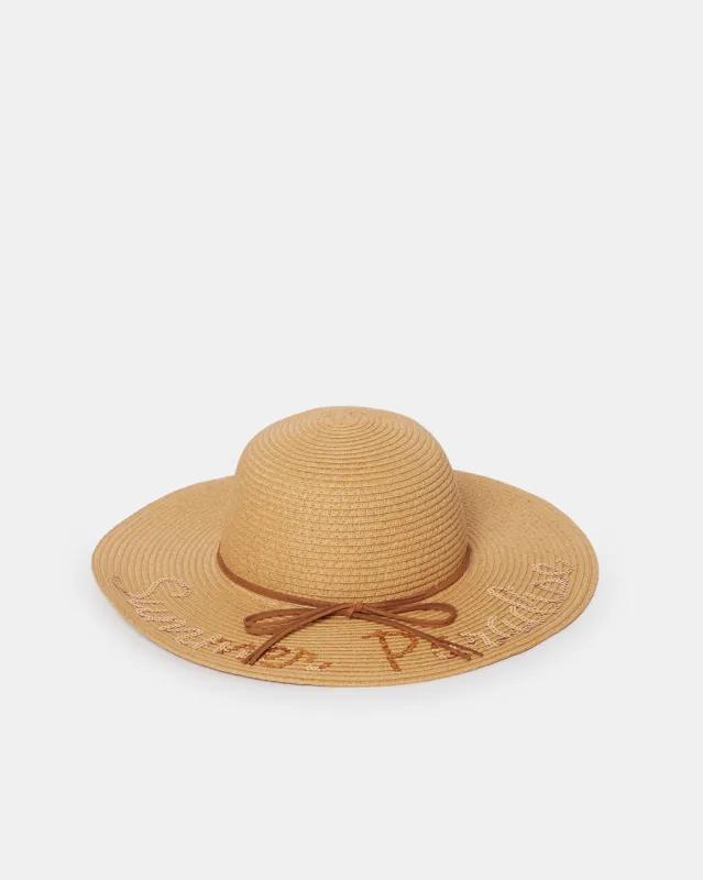 Women Beige Embellished Hat With Sequins sold by Redtag