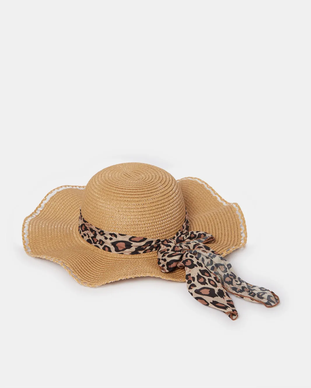 Women Beige Embellished Hat With Animal Print Scarf sold by Redtag product image thumbnail 2