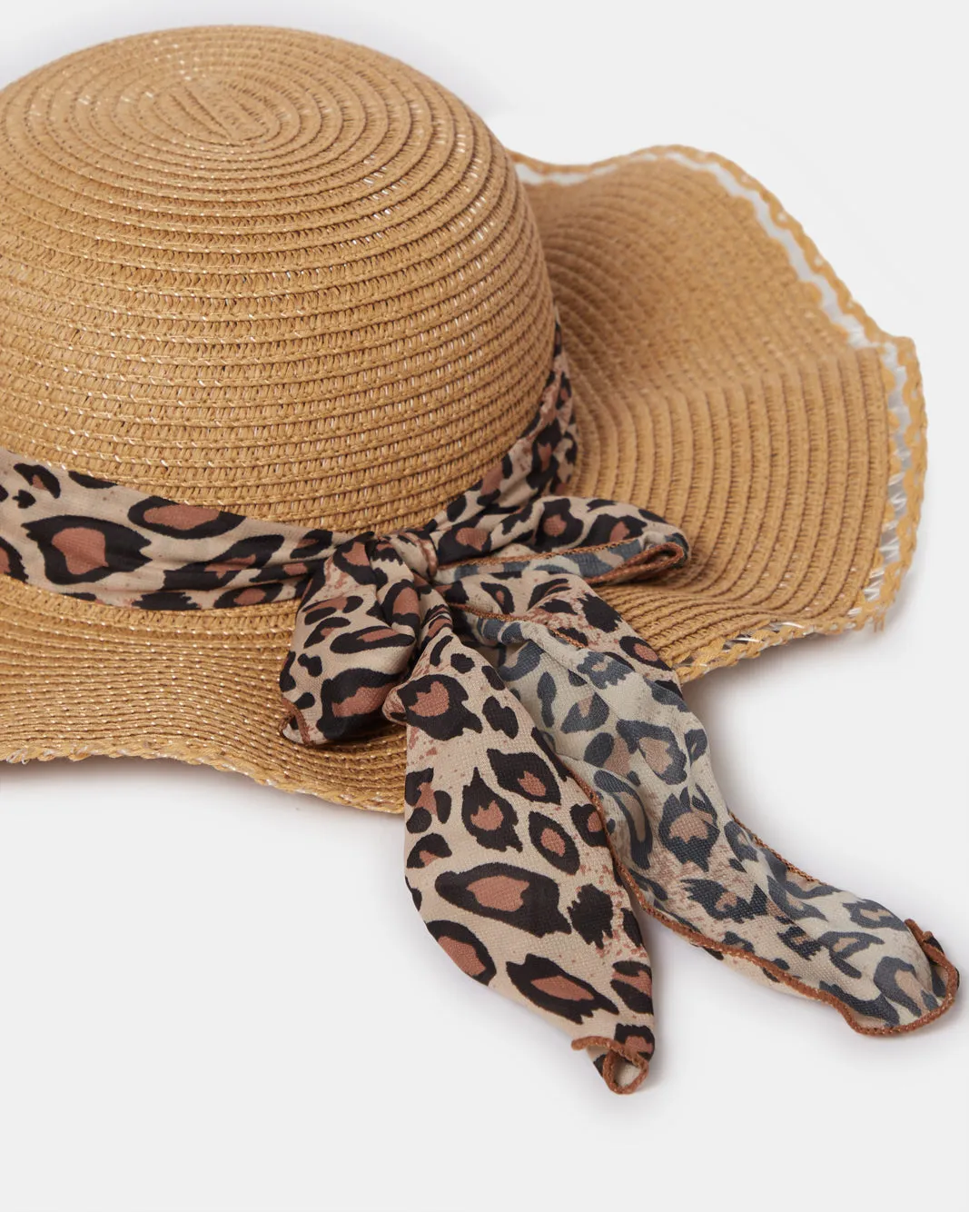 Women Beige Embellished Hat With Animal Print Scarf sold by Redtag product image thumbnail 4