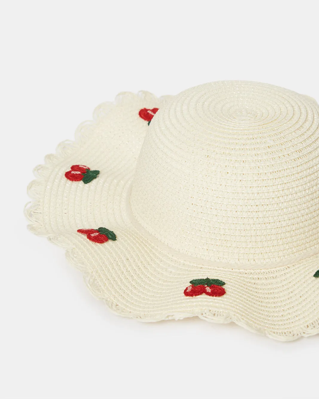 Girls White Cherry Embellishment Hat sold by Redtag product image thumbnail 3