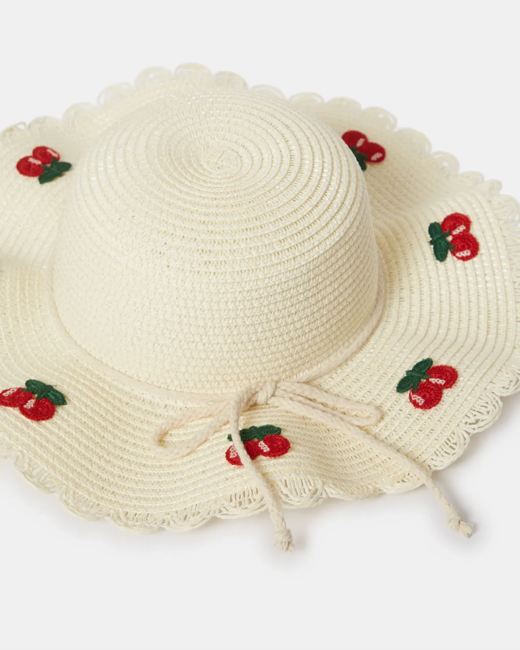 Girls White Cherry Embellishment Hat sold by Redtag product image thumbnail 4