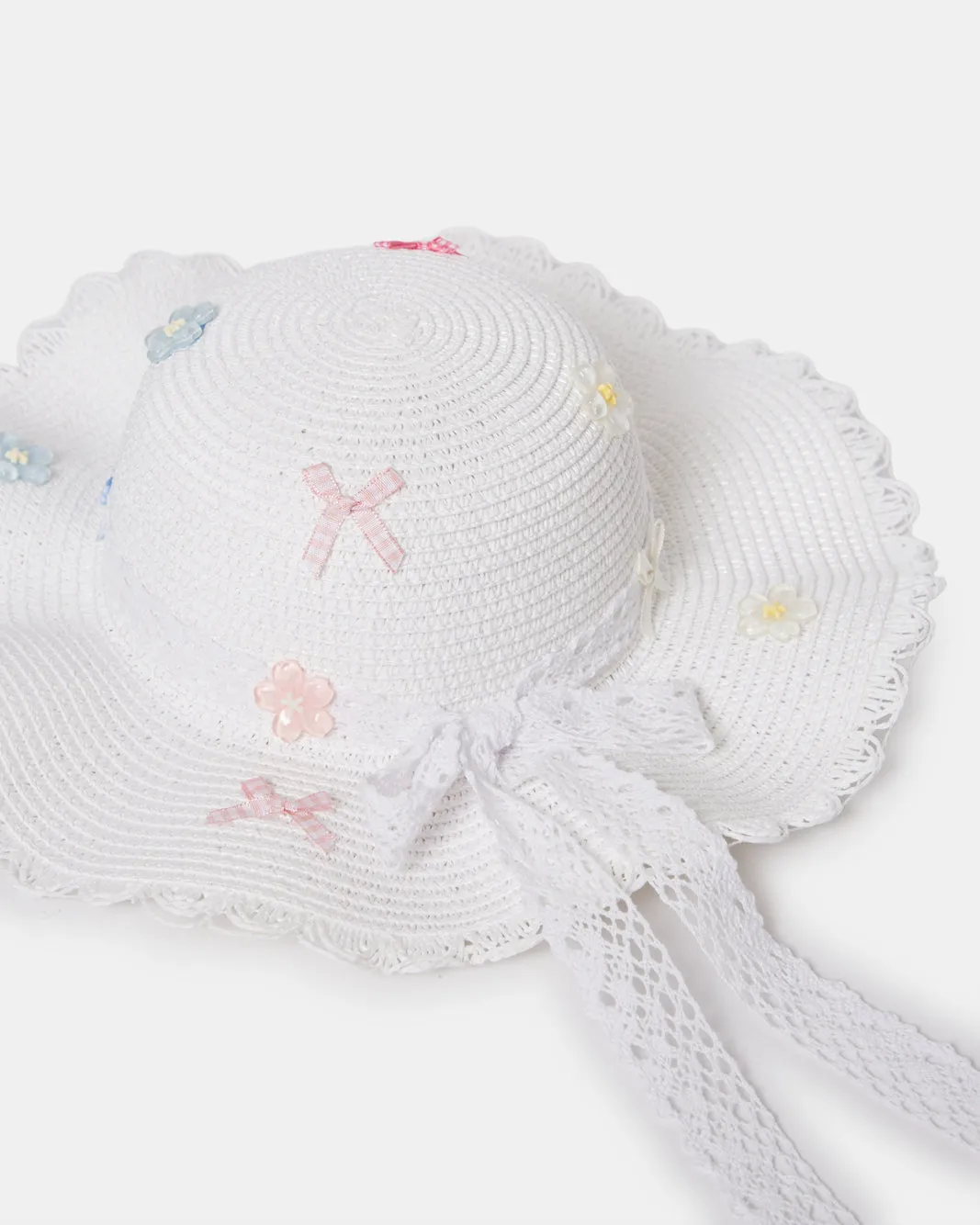 Girls White Bows Embellished Hat sold by Redtag product image thumbnail 4