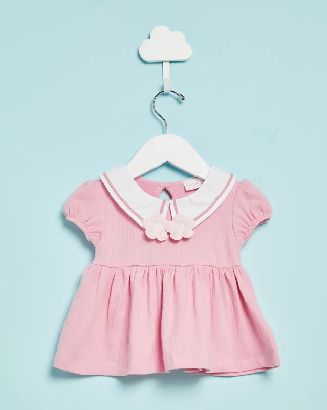 Infant Girls Pink Plain Collared Blouse sold by Redtag