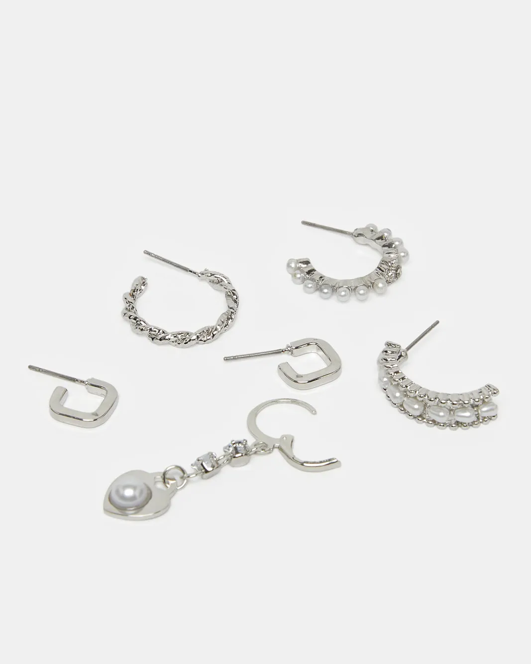 Women Silver Embellished Earring Set (6 Pairs) sold by Redtag product image thumbnail 2