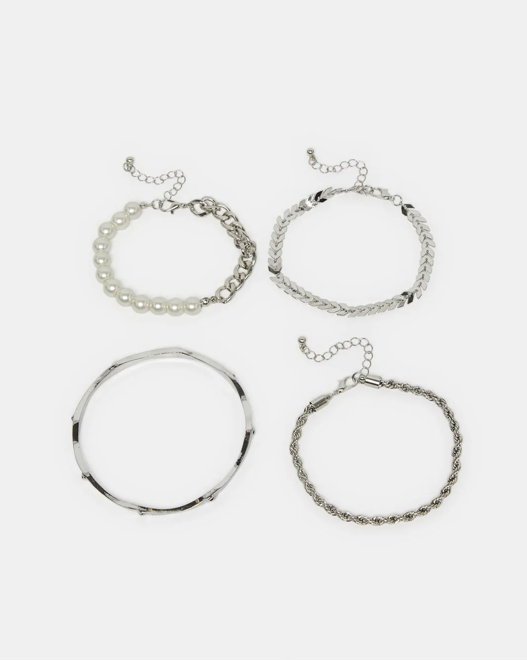 Women Silver Embellished Bracelets (4 Piece) sold by Redtag