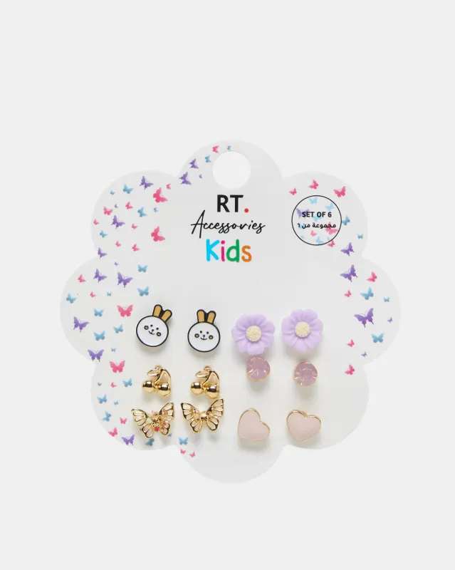 Girls Assorted Earring Studs (6 Pairs) sold by Redtag
