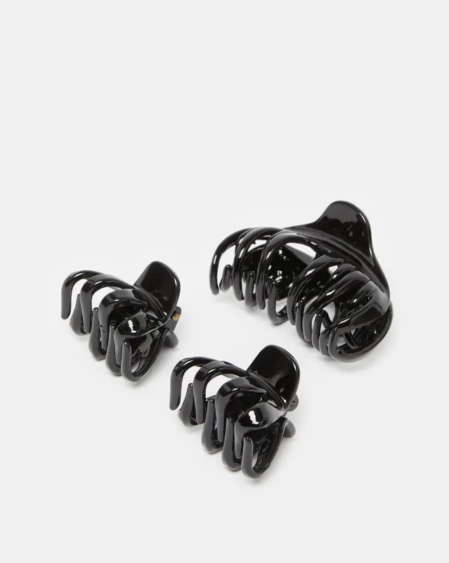 Women Black Hair Clutches Set (3 Piece) sold by Redtag