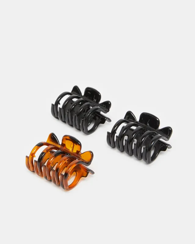 Women Black And Brown Jaw Clip Set (Pack of 3) sold by Redtag