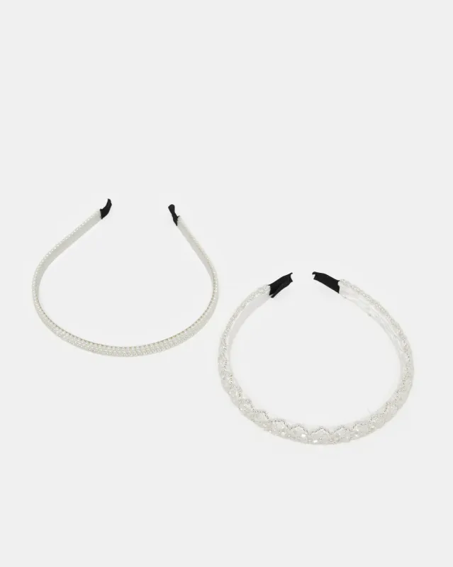 Women White Embellished Headband Set (2 Piece) sold by Redtag