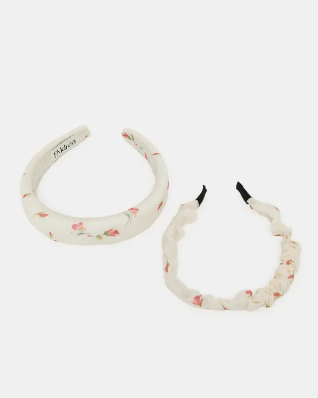 Women Ivory Printed Headband Set (2 Piece) sold by Redtag