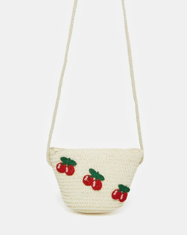 Girls Beige Cherry Embellished Bag sold by Redtag