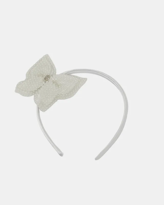 Girls White Embellished Headband sold by Redtag