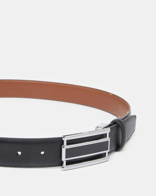 Men Black And Tan Clip Buckle Belt Black sold by Redtag