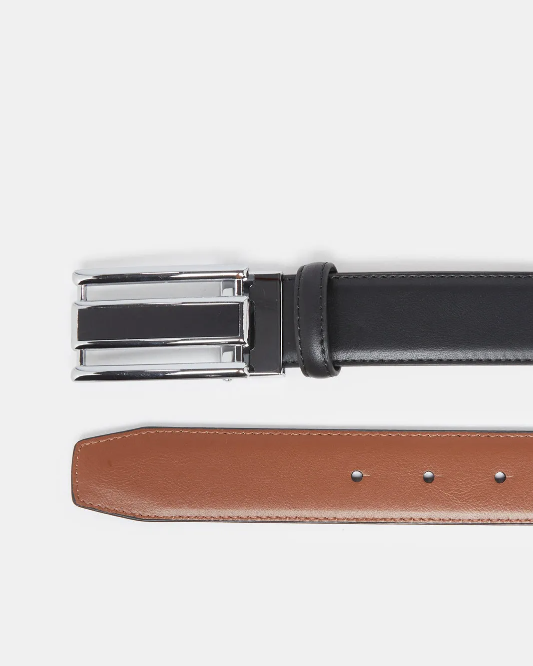 Men Black And Tan Clip Buckle Belt Black sold by Redtag product image thumbnail 2