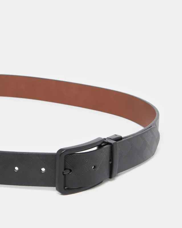 Men Black And Tan Twist Buckle Belt Black sold by Redtag