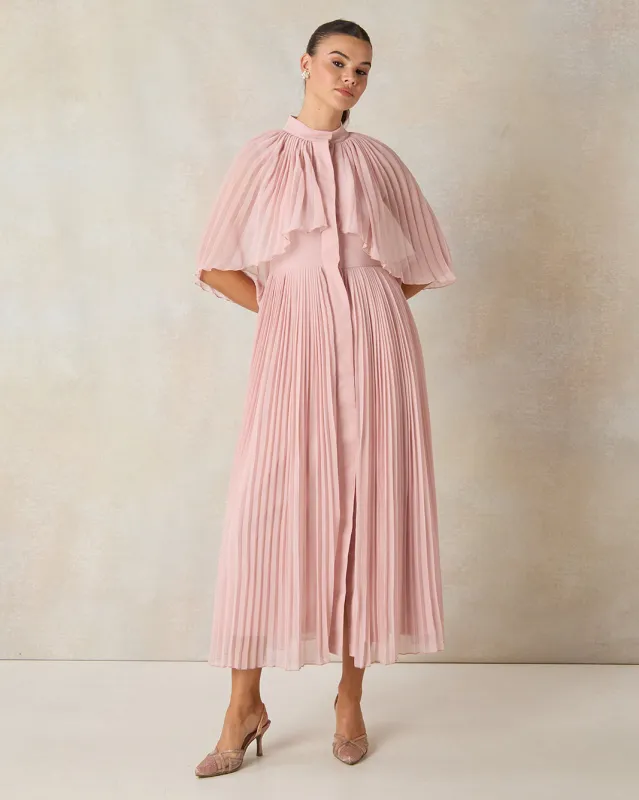 Women Pink Pleated Dress sold by Redtag