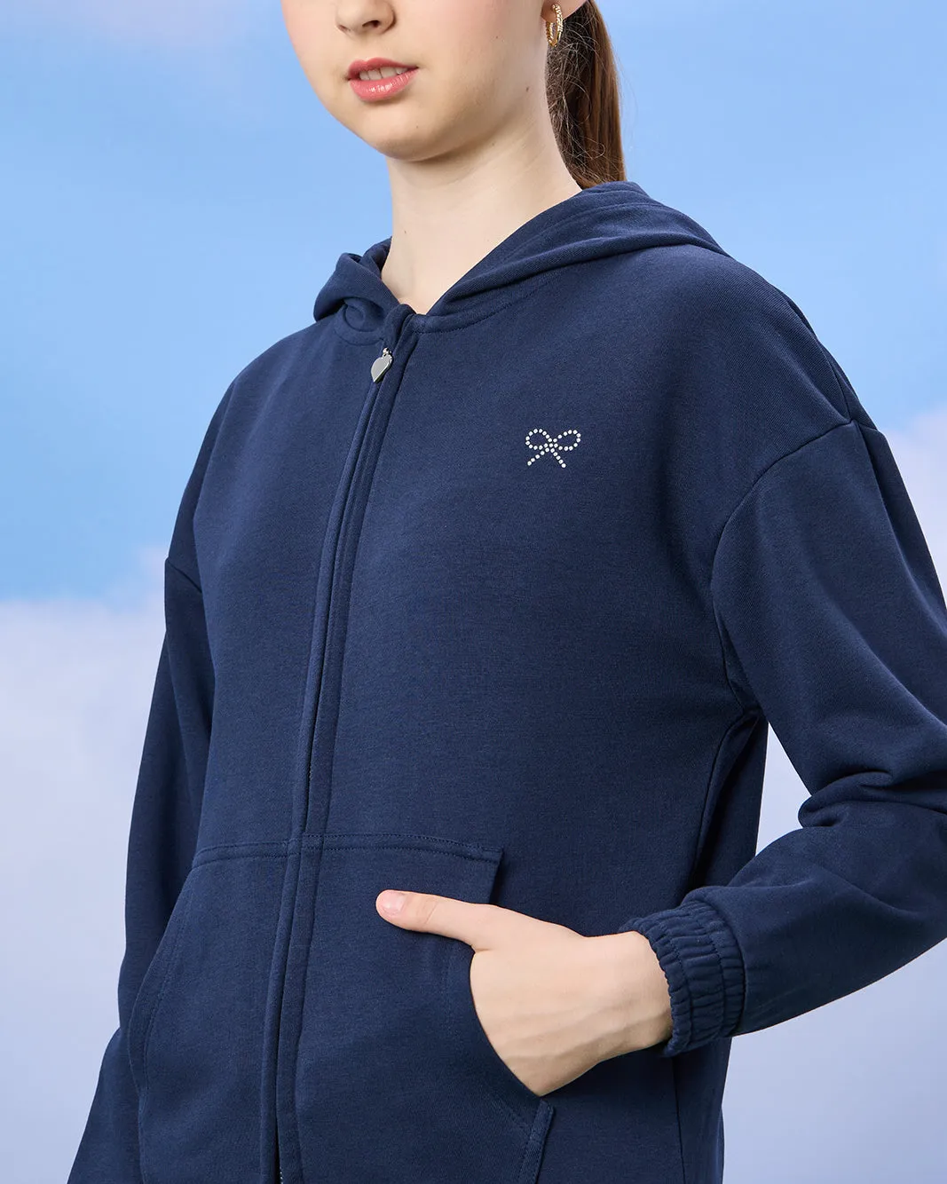 Senior Girls Navy Hooded Sweatshirt sold by Redtag product image thumbnail 4