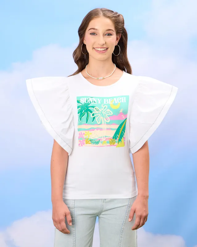Senior Girls White Embellished Top sold by Redtag
