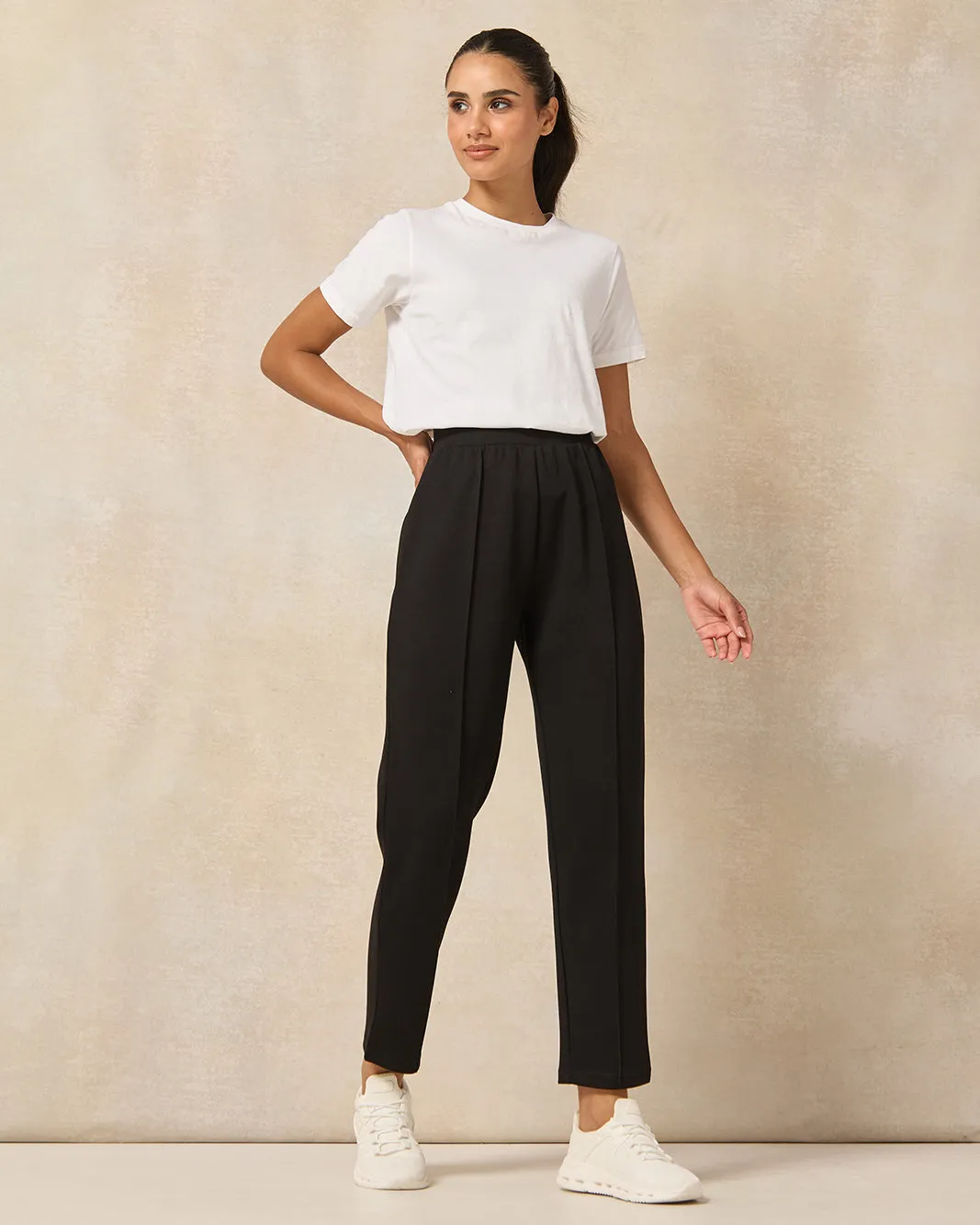 Women Black Solid Active Pants sold by Redtag product image thumbnail 2