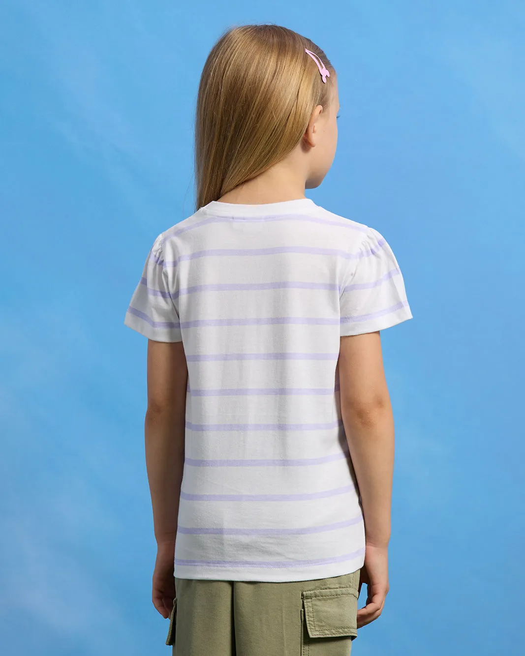 Girls White Stripe Seahorse Placement Print T-Shirt sold by Redtag product image thumbnail 3