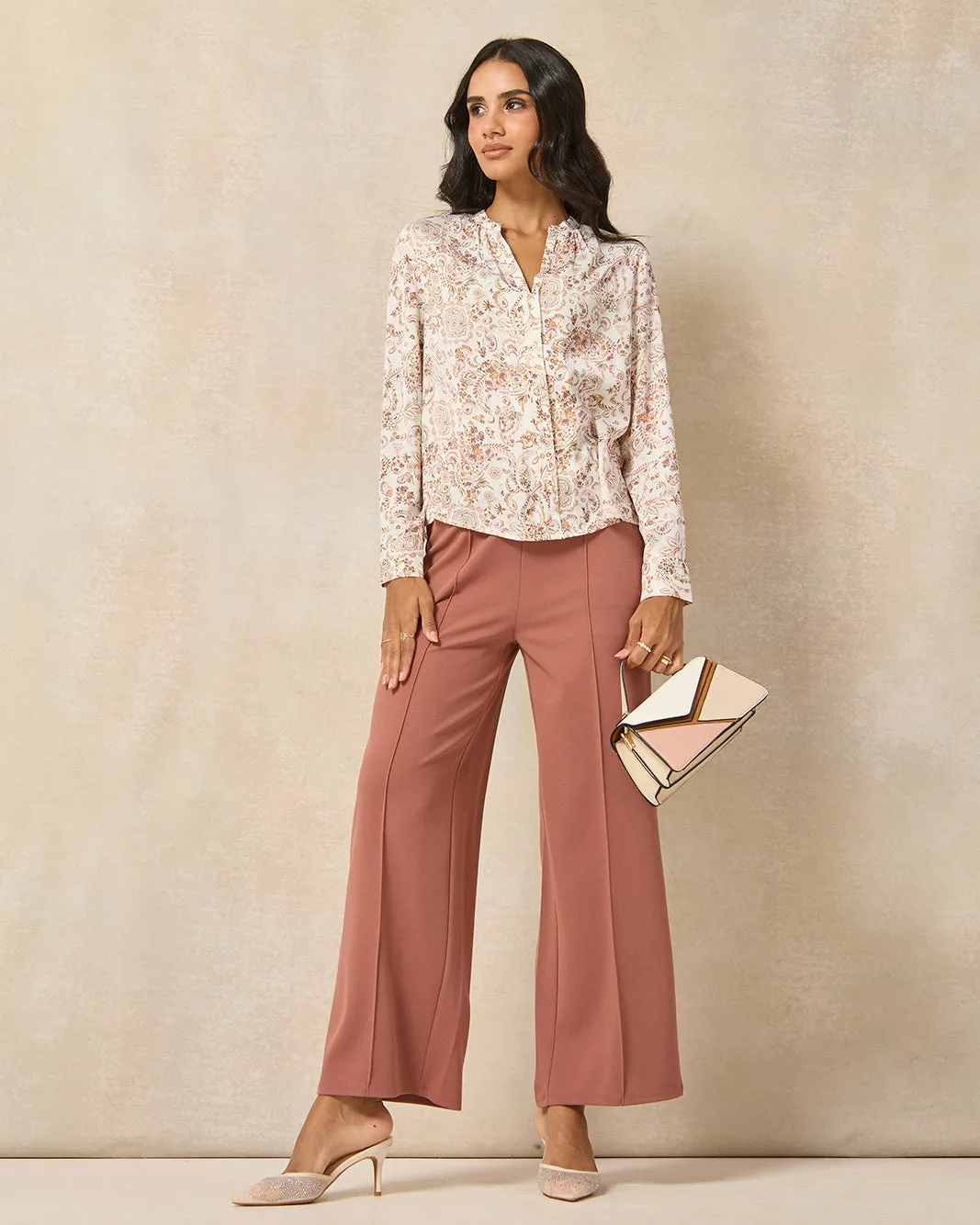 Women Pink Centre Pleat Neck Gathered Blouse sold by Redtag product image thumbnail 2