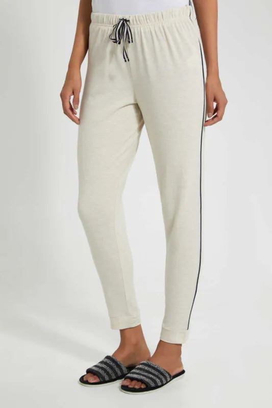 Beige Pyjama Bottom With Side Piping sold by Redtag