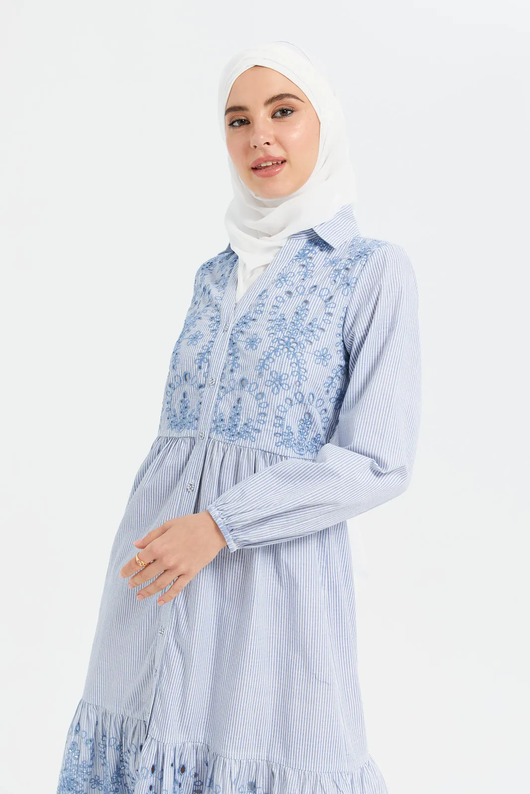 Women Blue Striped Shirt Dress sold by Redtag product image thumbnail 2