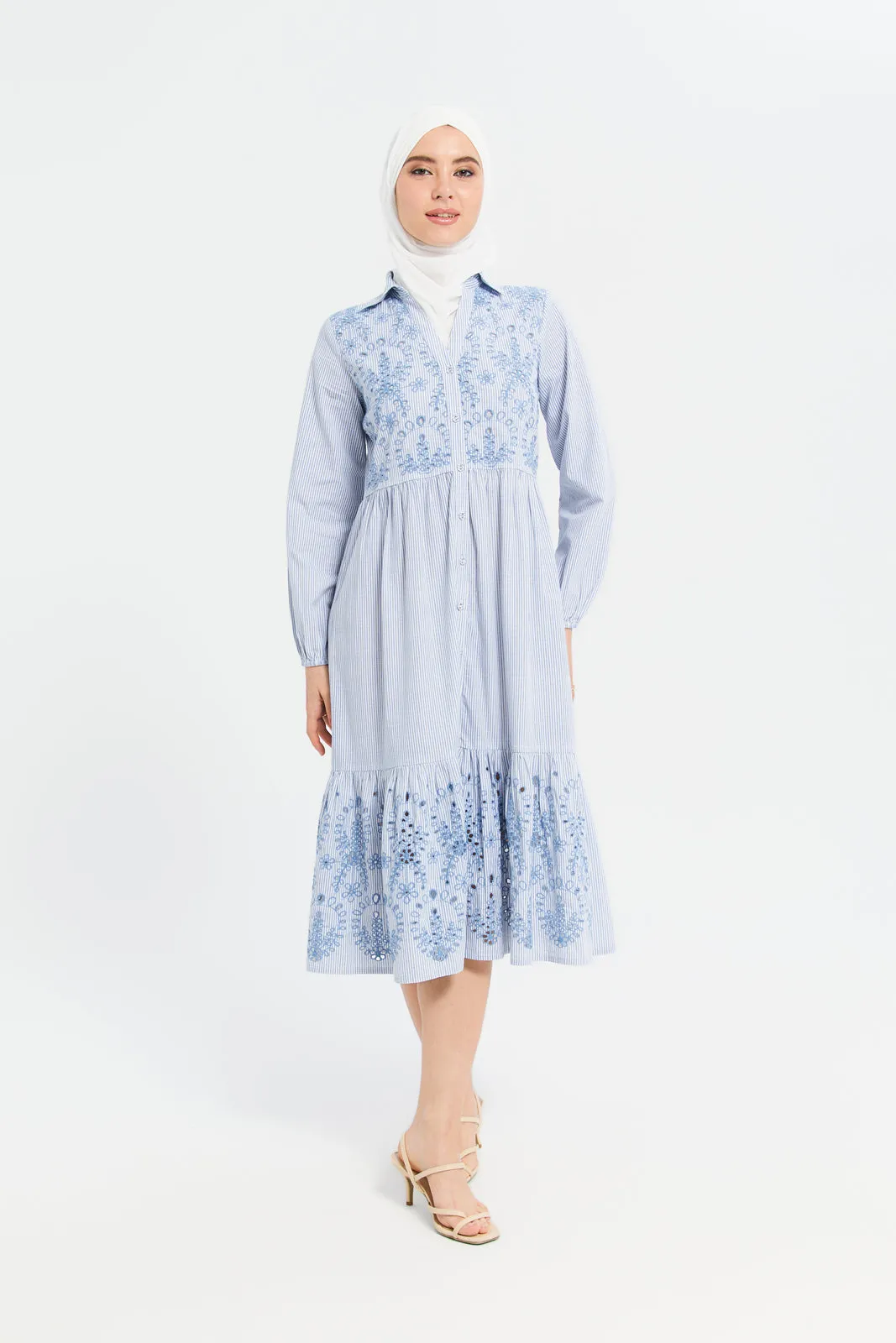 Women Blue Striped Shirt Dress sold by Redtag